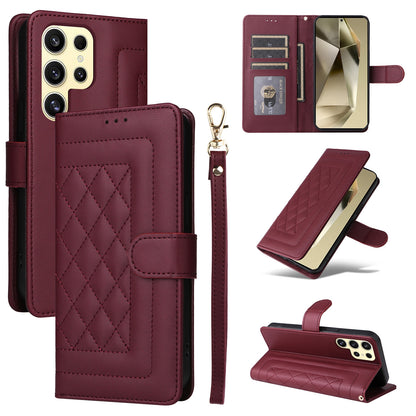 Samsung Galaxy S24 Ultra 5G Diamond Lattice Leather Flip Phone Case - Durable and Convenient Holder with Precision Cutouts