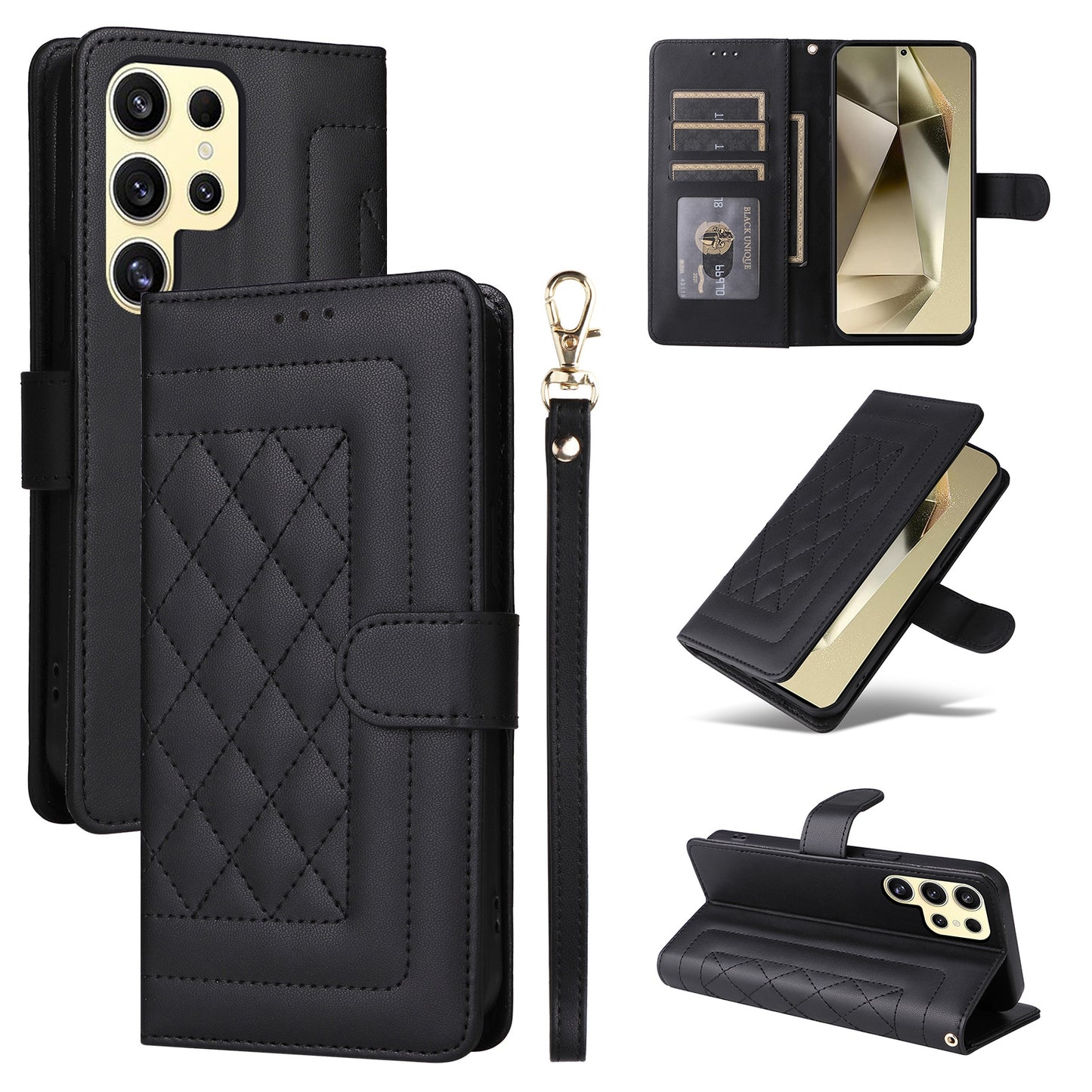 Samsung Galaxy S24 Ultra 5G Diamond Lattice Leather Flip Phone Case - Durable and Convenient Holder with Precision Cutouts