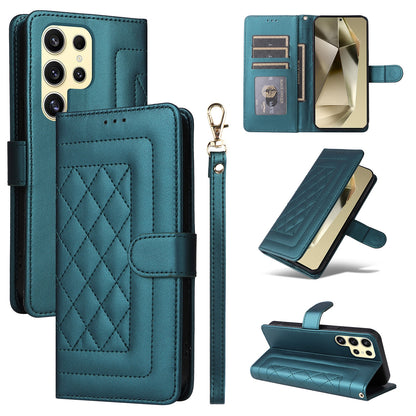 Samsung Galaxy S24 Ultra 5G Diamond Lattice Leather Flip Phone Case - Durable and Convenient Holder with Precision Cutouts