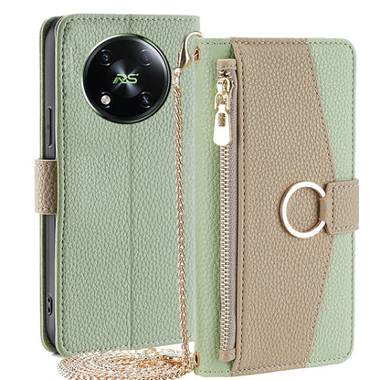 Itel RS4 4G Crossbody Phone Case with Litchi Texture Leather, Adjustable Kickstand, Card Slots, Zipper Purse, Makeup Mirror, and TPU Protection