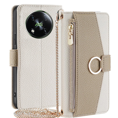 Itel RS4 4G Crossbody Phone Case with Litchi Texture Leather, Adjustable Kickstand, Card Slots, Zipper Purse, Makeup Mirror, and TPU Protection