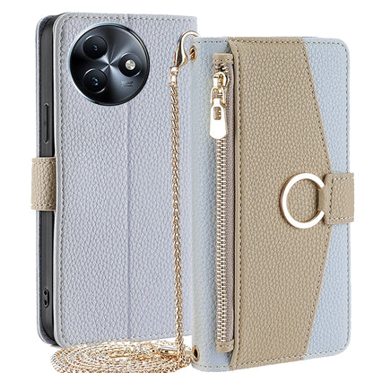 Itel S24 4G Crossbody Phone Case with Litchi Texture Leather, Adjustable Kickstand, Card Slots, Zipper Purse, Makeup Mirror, and TPU Protection