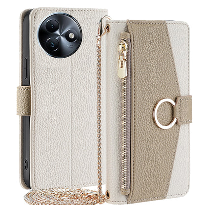 Itel S24 4G Crossbody Phone Case with Litchi Texture Leather, Adjustable Kickstand, Card Slots, Zipper Purse, Makeup Mirror, and TPU Protection