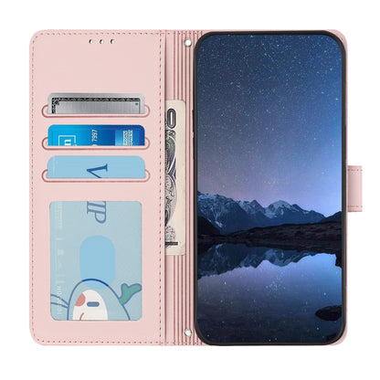 Realme GT 6 5G Global Cat and Rat Embossed Pattern, RFID Leather Phone Case with Lanyard, Kickstand, and Wallet Features