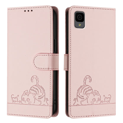 TCL 30Z T602DL Cat and Rat Embossed Pattern, RFID Leather Phone Case with Lanyard, Kickstand, and Wallet Features