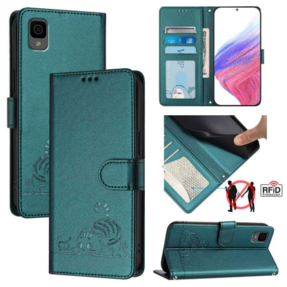 TCL 30Z T602DL Cat and Rat Embossed Pattern, RFID Leather Phone Case with Lanyard, Kickstand, and Wallet Features