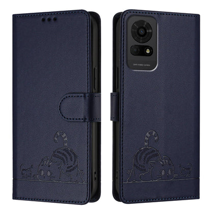 TCL 50 LE 5G Cat and Rat Embossed Pattern, RFID Leather Phone Case with Lanyard, Kickstand, and Wallet Features