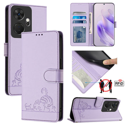 itel P55+ Cat and Rat Embossed Pattern, RFID Leather Phone Case with Lanyard, Kickstand, and Wallet Features