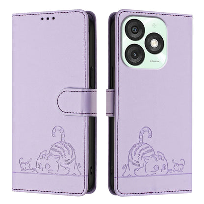 itel A50 Cat and Rat Embossed Pattern, RFID Leather Phone Case with Lanyard, Kickstand, and Wallet Features