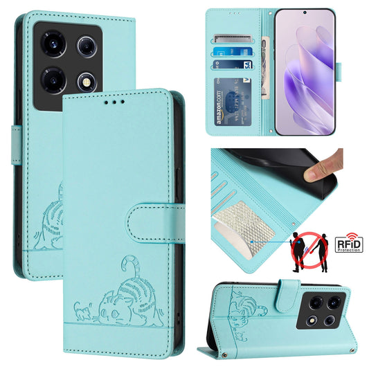 Infinix Note 30 VIP Cat and Rat Embossed Pattern, RFID Leather Phone Case with Lanyard, Kickstand, and Wallet Features