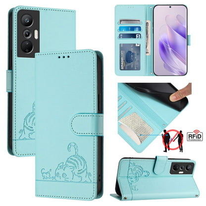 Infinix Hot 20S Cat and Rat Embossed Pattern, RFID Leather Phone Case with Lanyard, Kickstand, and Wallet Features