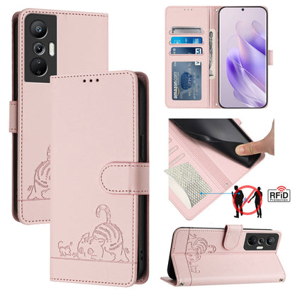 Infinix Hot 20S Cat and Rat Embossed Pattern, RFID Leather Phone Case with Lanyard, Kickstand, and Wallet Features