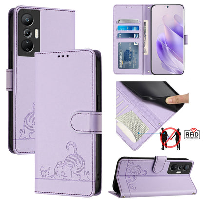 Infinix Hot 20S Cat and Rat Embossed Pattern, RFID Leather Phone Case with Lanyard, Kickstand, and Wallet Features