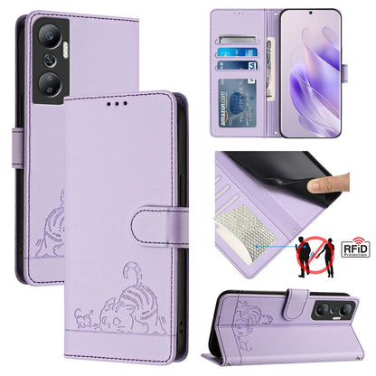 Infinix Hot 20 X6826 Cat and Rat Embossed Pattern, RFID Leather Phone Case with Lanyard, Kickstand, and Wallet Features