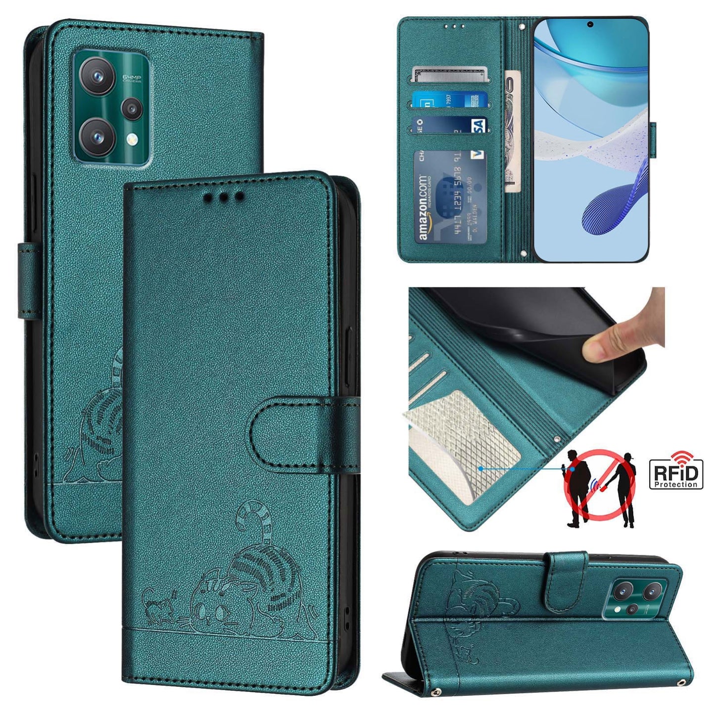 Motorola Edge+ 2023 Cat and Rat Embossed Pattern, RFID Leather Phone Case with Lanyard, Kickstand, and Wallet Features