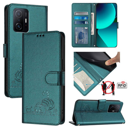 Xiaomi Redmi K30s Cat and Rat Embossed Pattern, RFID Leather Phone Case with Lanyard, Kickstand, and Wallet Features