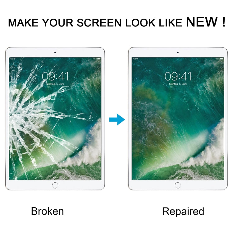 iPad Pro 10.5 Replacement Front Screen Outer Glass Lens with OCA Adhesive (Black) - Compatible with 2017 Model