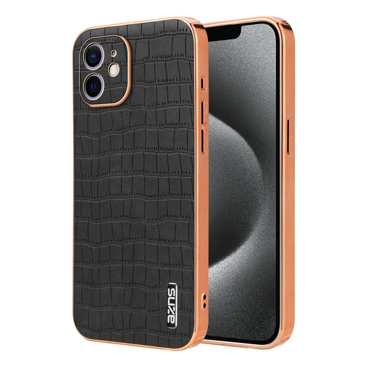 iPhone 11 Luxury Case - Electroplated Frame, Crocodile Texture Leather, Full Coverage Protection, Anti-Fingerprint & Shockproof