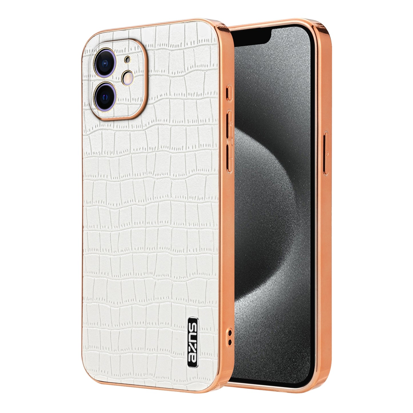 iPhone 11 Luxury Case - Electroplated Frame, Crocodile Texture Leather, Full Coverage Protection, Anti-Fingerprint & Shockproof