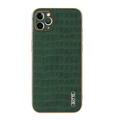 iPhone 11 Pro Luxury Case - Electroplated Frame, Crocodile Texture Leather, Full Coverage Protection, Anti-Fingerprint & Shockproof