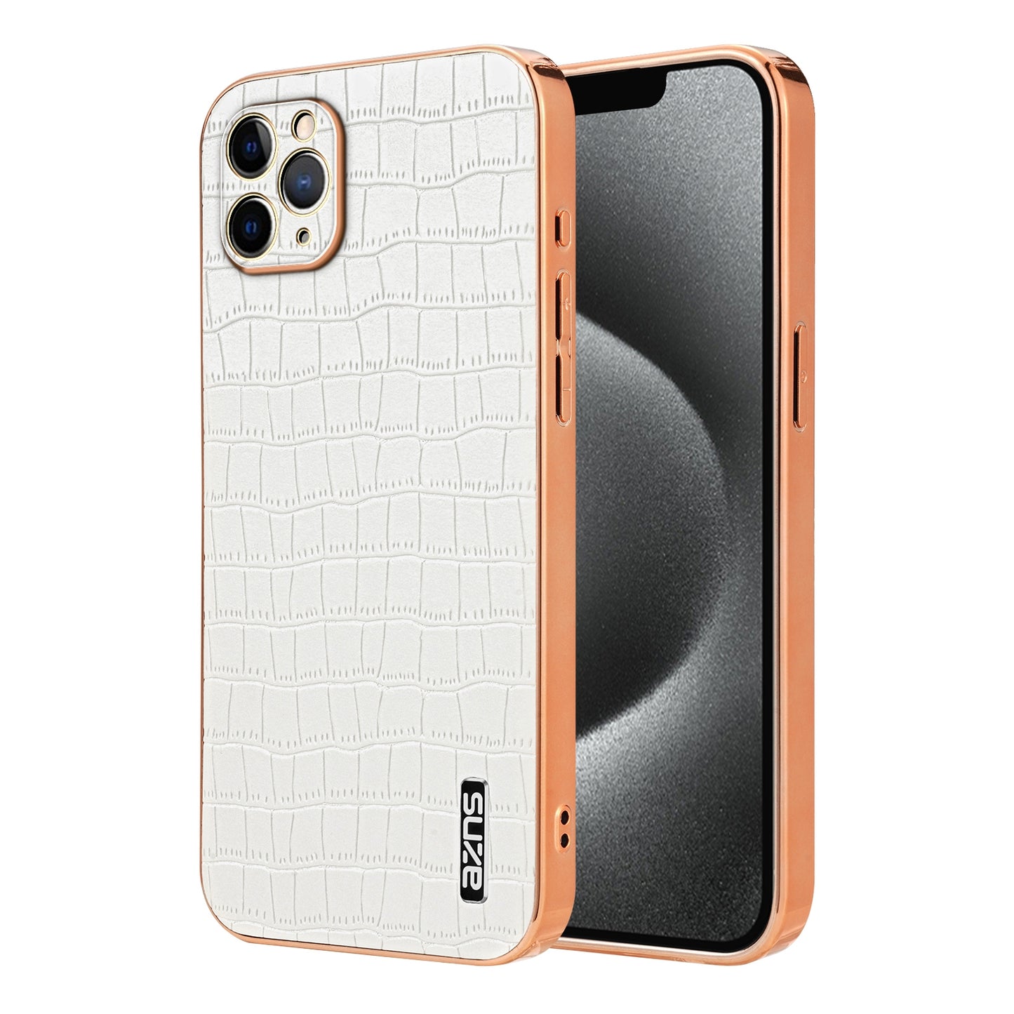 iPhone 11 Pro Luxury Case - Electroplated Frame, Crocodile Texture Leather, Full Coverage Protection, Anti-Fingerprint & Shockproof