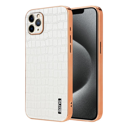 iPhone 11 Pro Luxury Case - Electroplated Frame, Crocodile Texture Leather, Full Coverage Protection, Anti-Fingerprint & Shockproof