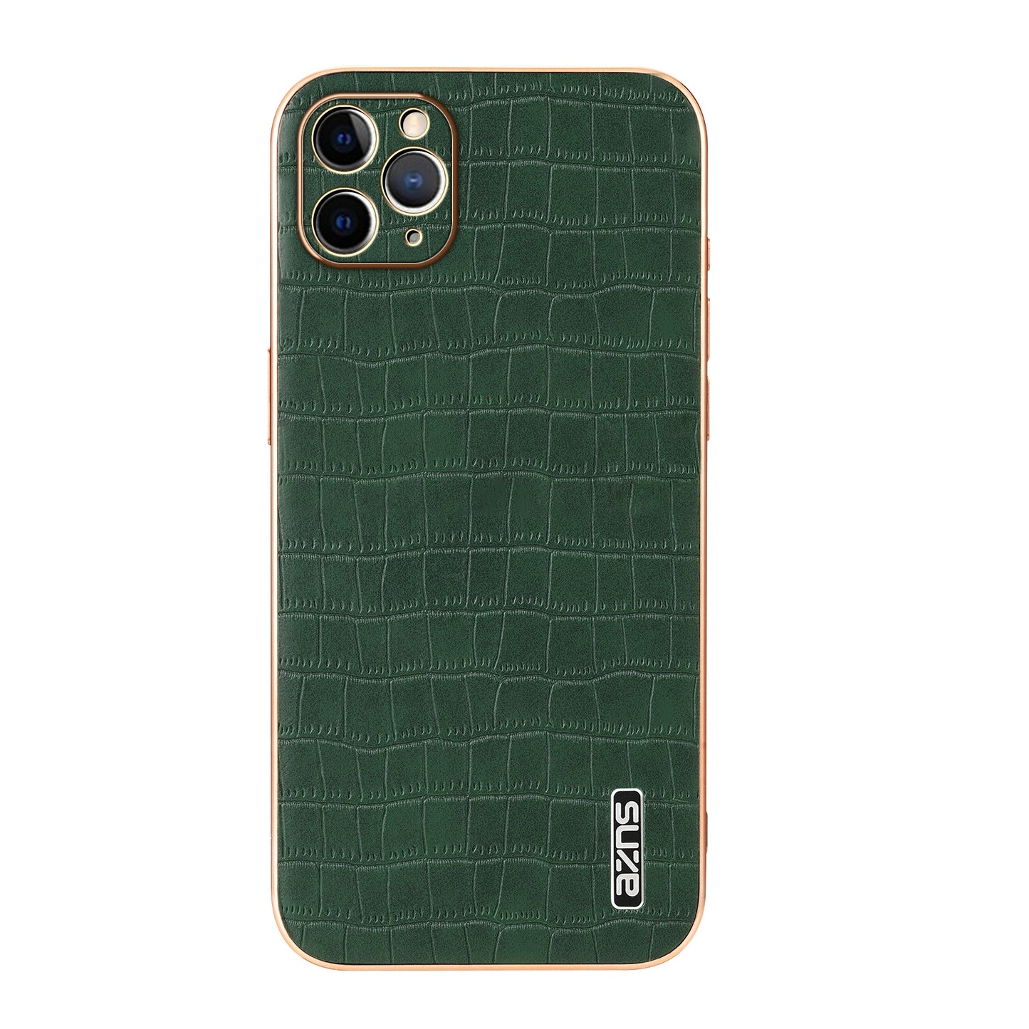 iPhone 11 Pro Max Luxury Case - Electroplated Frame, Crocodile Texture Leather, Full Coverage Protection, Anti-Fingerprint & Shockproof