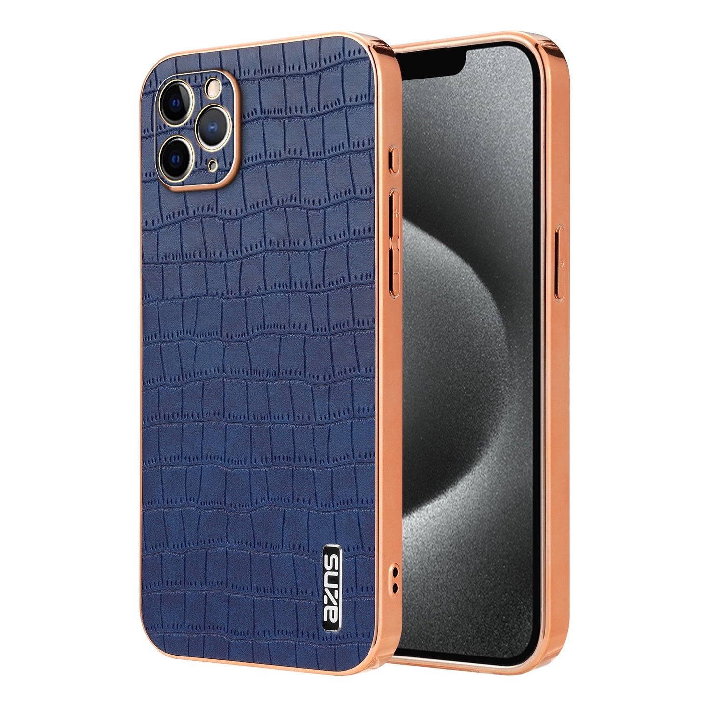 iPhone 11 Pro Max Luxury Case - Electroplated Frame, Crocodile Texture Leather, Full Coverage Protection, Anti-Fingerprint & Shockproof