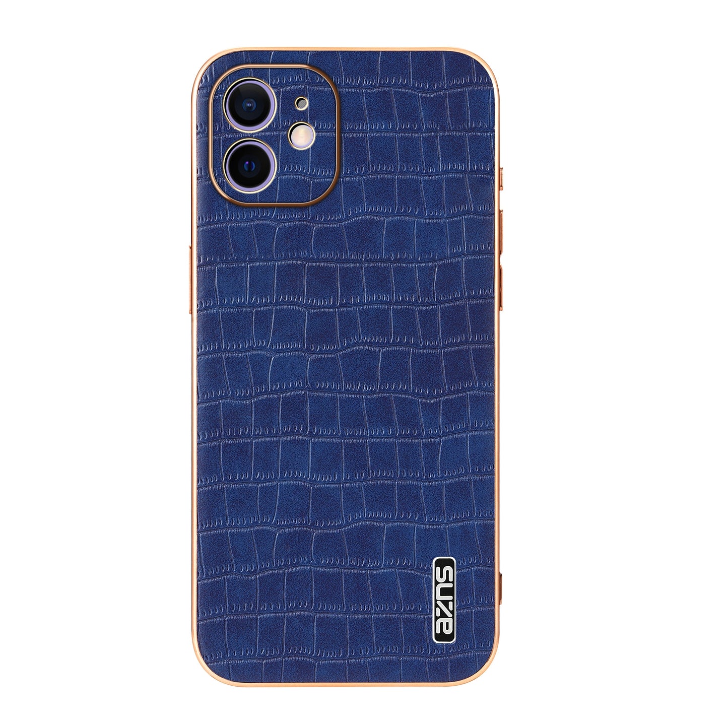 iPhone 12 Luxury Case - Electroplated Frame, Crocodile Texture Leather, Full Coverage Protection, Anti-Fingerprint & Shockproof