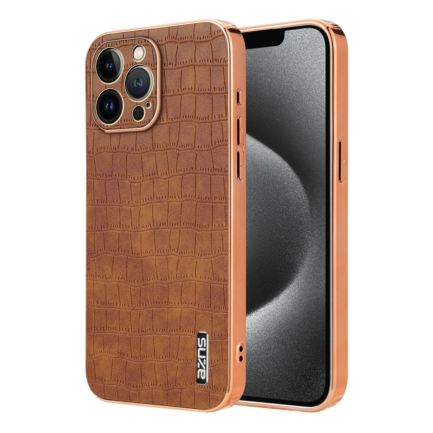 iPhone 12 Pro Luxury Case - Electroplated Frame, Crocodile Texture Leather, Full Coverage Protection, Anti-Fingerprint & Shockproof