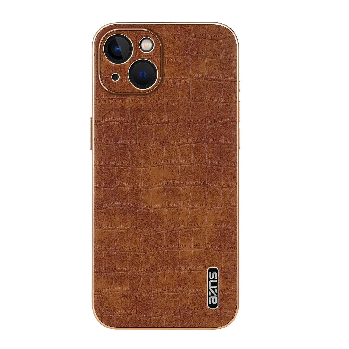 iPhone 13 Luxury Case - Electroplated Frame, Crocodile Texture Leather, Full Coverage Protection, Anti-Fingerprint & Shockproof