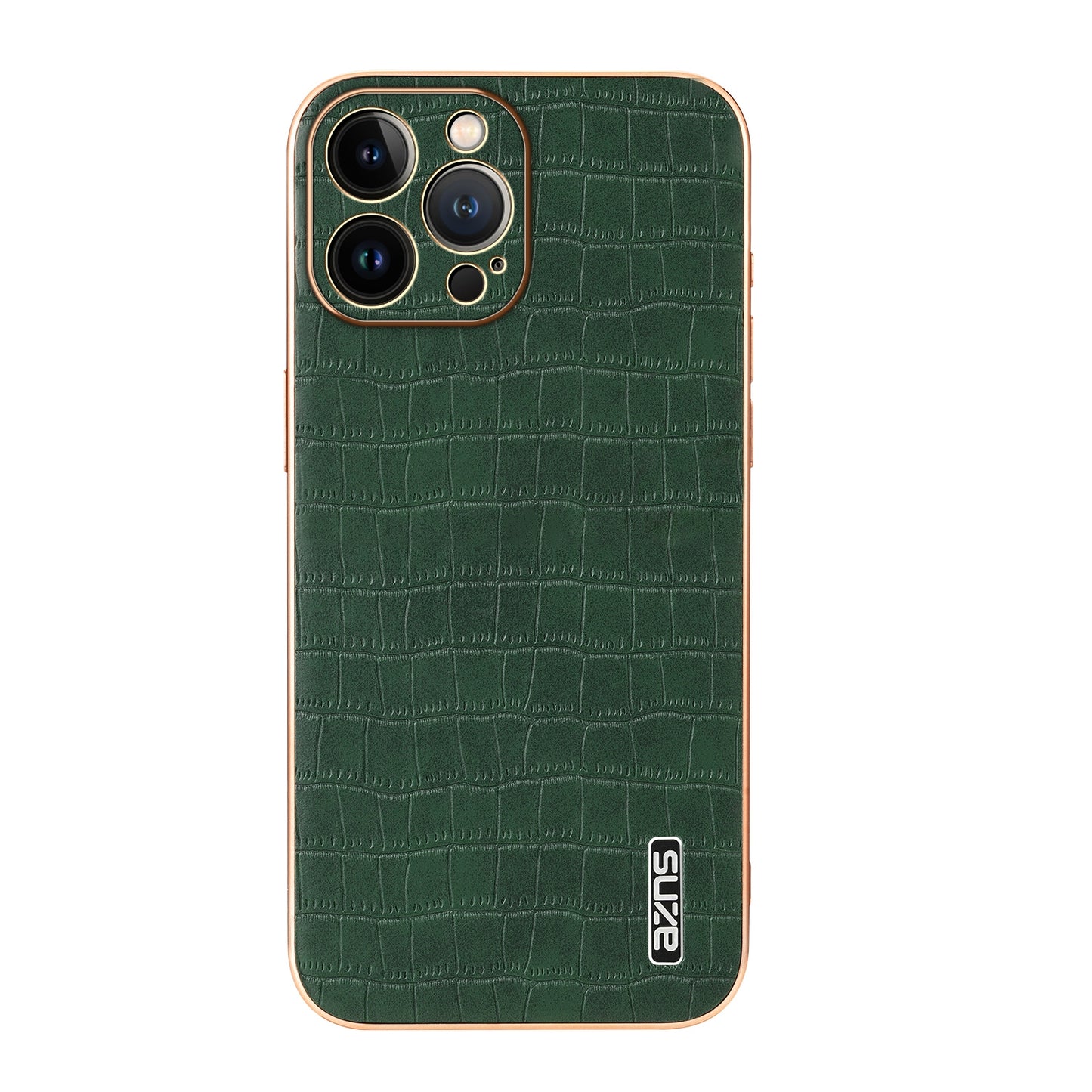 iPhone 13 Pro Luxury Case - Electroplated Frame, Crocodile Texture Leather, Full Coverage Protection, Anti-Fingerprint & Shockproof