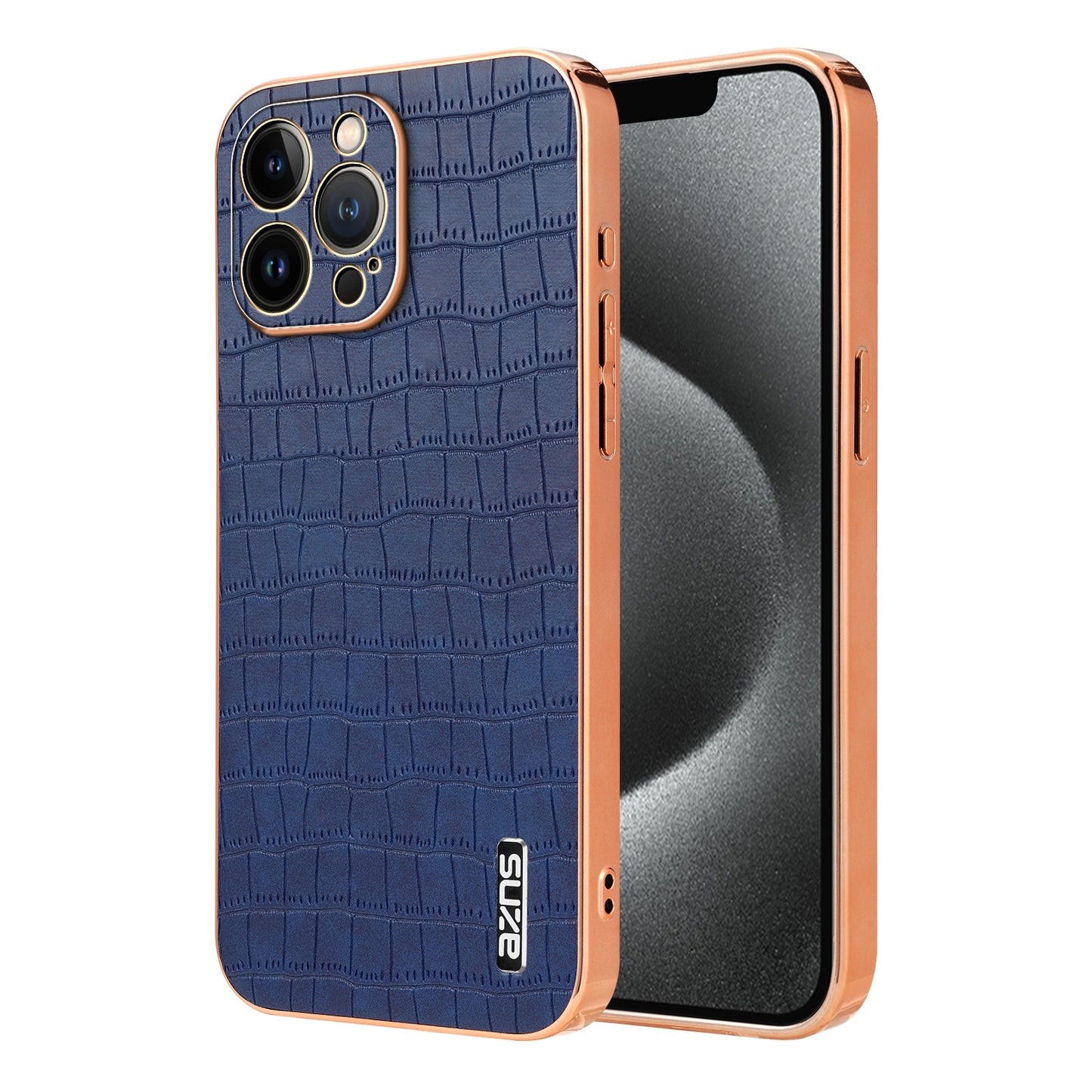 iPhone 13 Pro Max Luxury Case - Electroplated Frame, Crocodile Texture Leather, Full Coverage Protection, Anti-Fingerprint & Shockproof