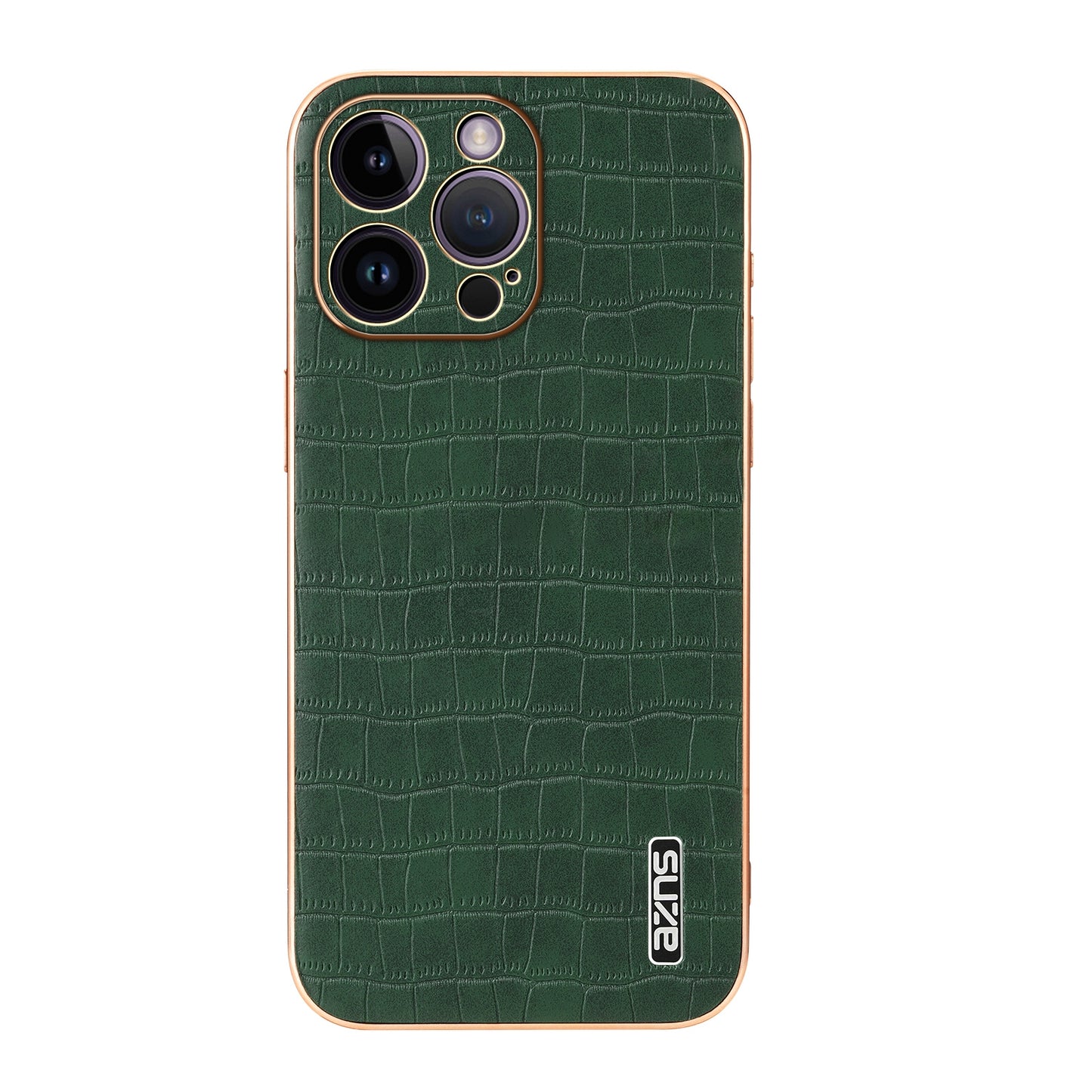 iPhone 14 Pro Luxury Case - Electroplated Frame, Crocodile Texture Leather, Full Coverage Protection, Anti-Fingerprint & Shockproof