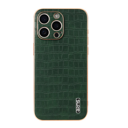 iPhone 16 Pro Max Luxury Case - Electroplated Frame, Crocodile Texture Leather, Full Coverage Protection, Anti-Fingerprint & Shockproof