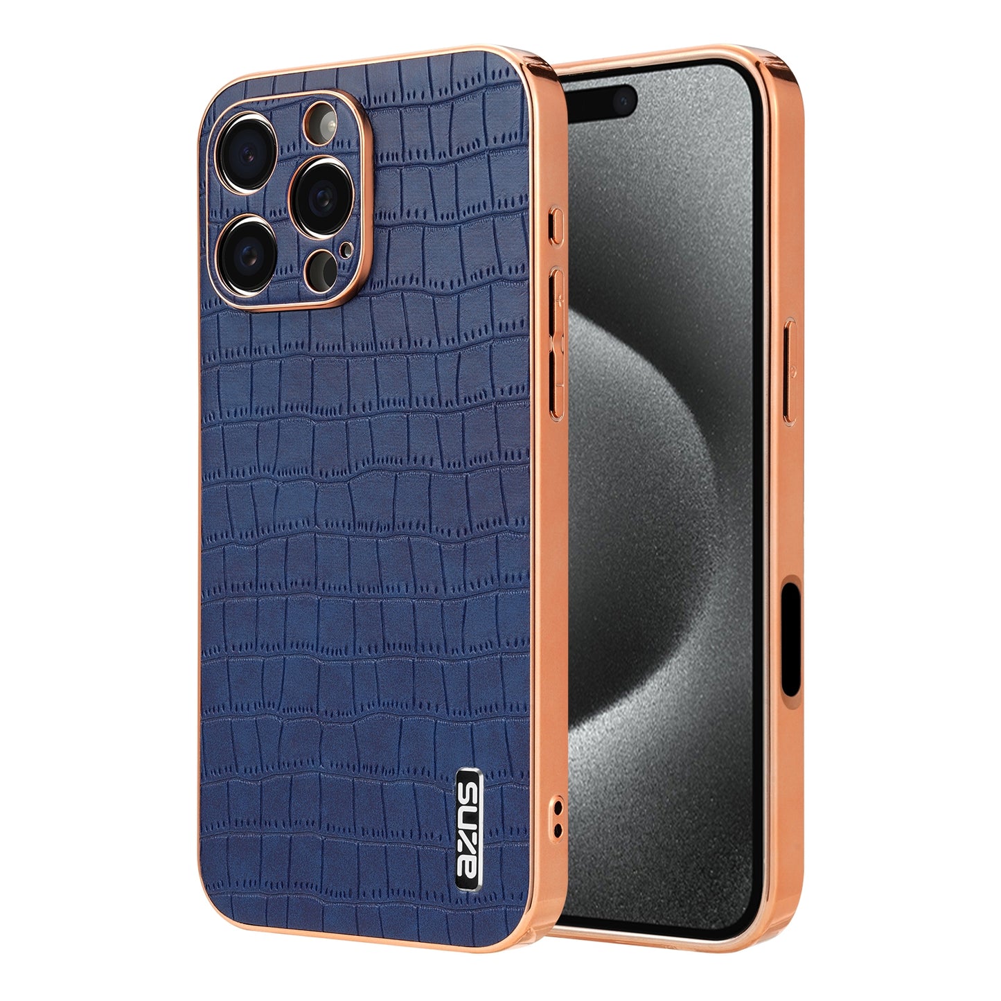 iPhone 16 Pro Max Luxury Case - Electroplated Frame, Crocodile Texture Leather, Full Coverage Protection, Anti-Fingerprint & Shockproof