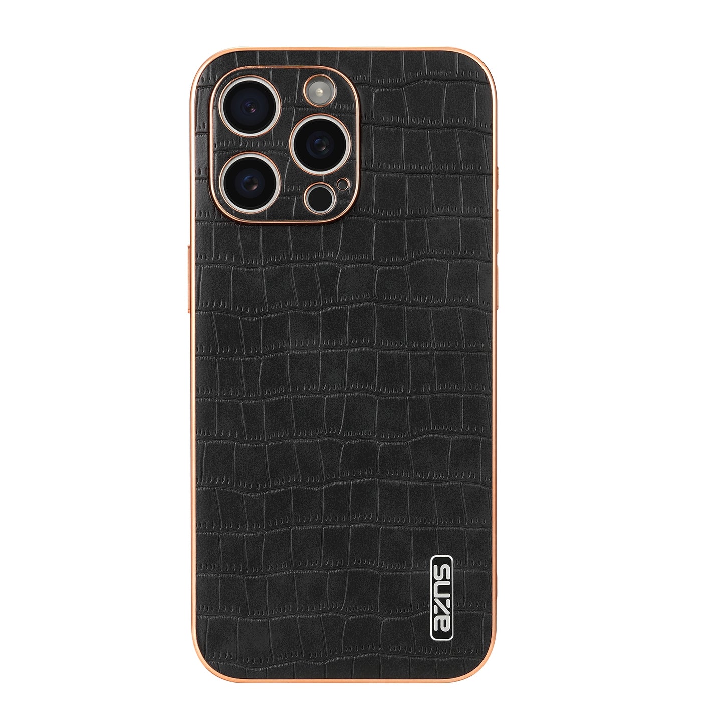 iPhone 16 Pro Luxury Case - Electroplated Frame, Crocodile Texture Leather, Full Coverage Protection, Anti-Fingerprint & Shockproof