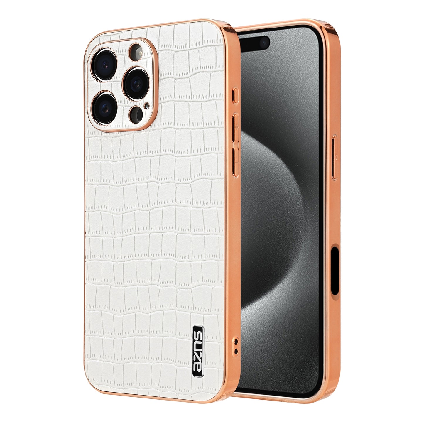 iPhone 16 Pro Luxury Case - Electroplated Frame, Crocodile Texture Leather, Full Coverage Protection, Anti-Fingerprint & Shockproof