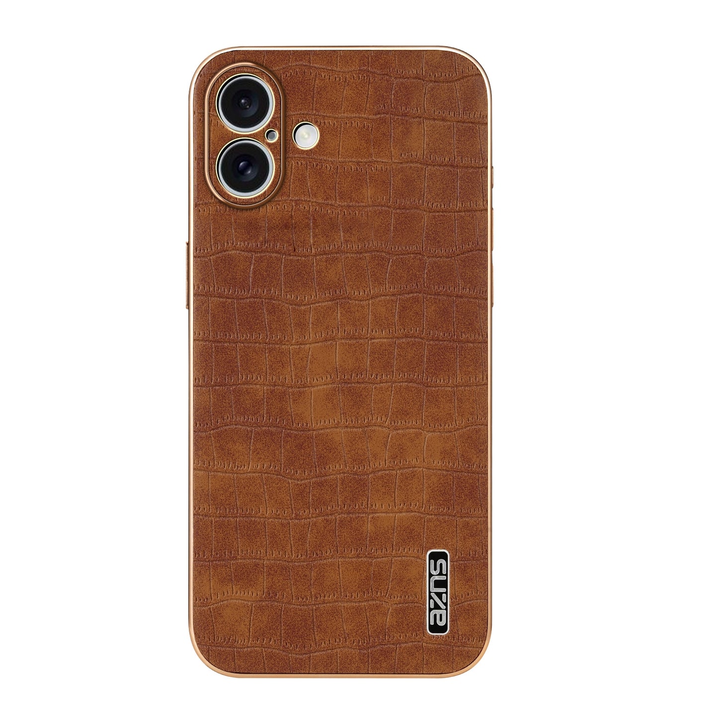 iPhone 16 Luxury Case - Electroplated Frame, Crocodile Texture Leather, Full Coverage Protection, Anti-Fingerprint & Shockproof