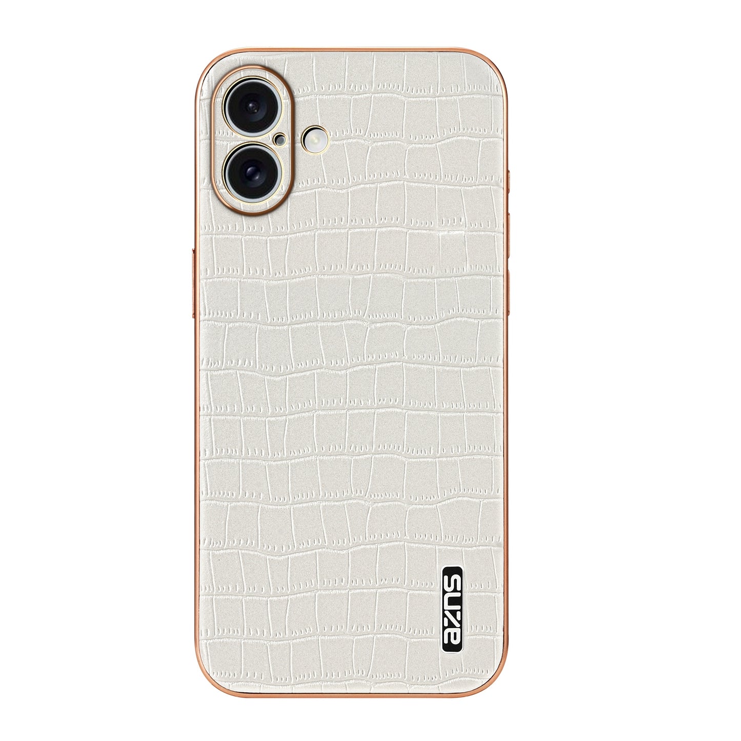 iPhone 16 Luxury Case - Electroplated Frame, Crocodile Texture Leather, Full Coverage Protection, Anti-Fingerprint & Shockproof