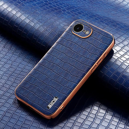 iPhone 16e Luxury Case - Electroplated Frame, Crocodile Texture Leather, Full Coverage Protection, Anti-Fingerprint & Shockproof