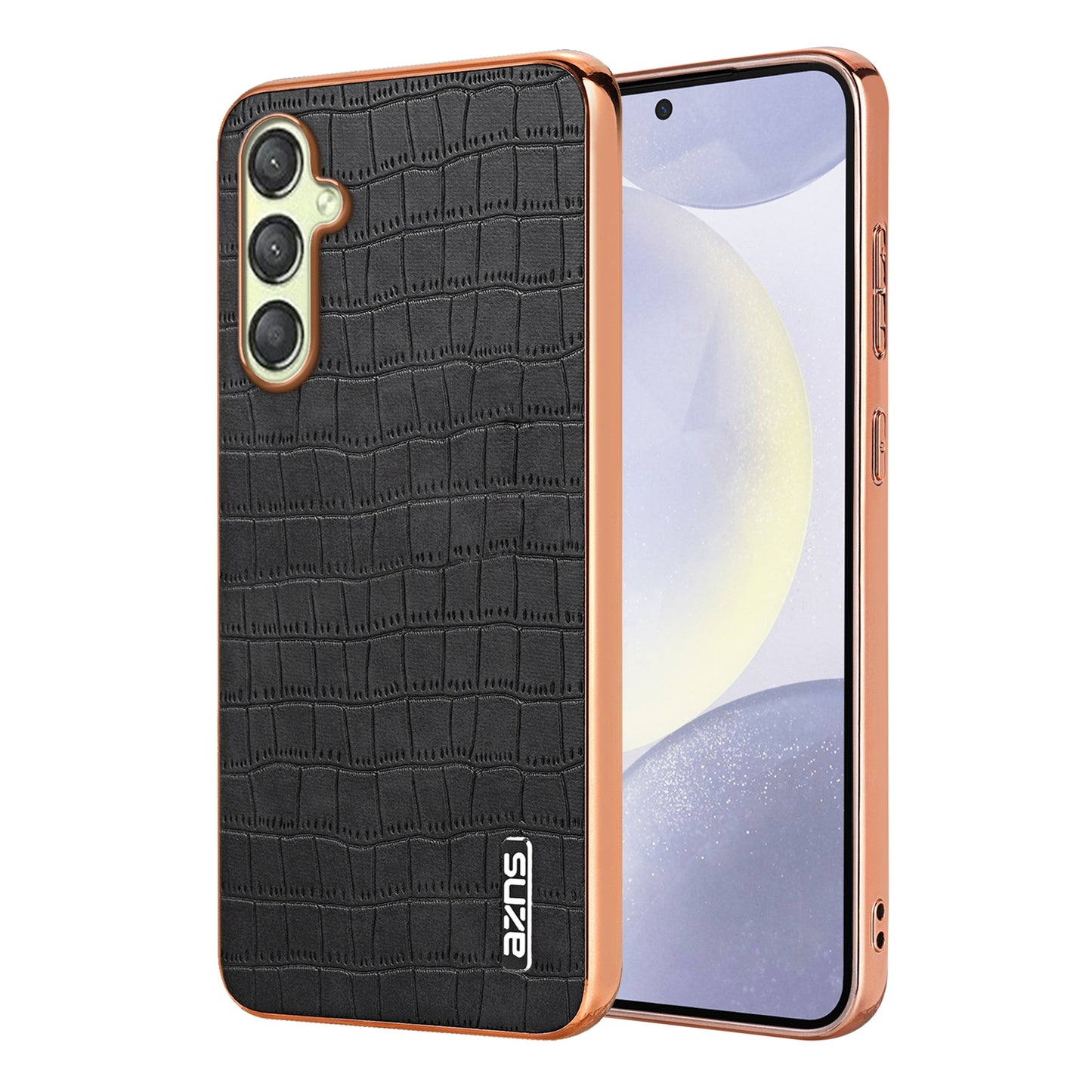 Samsung Galaxy A05s Luxury Case - Electroplated Frame, Crocodile Texture Leather, Full Coverage Protection, Anti-Fingerprint & Shockproof