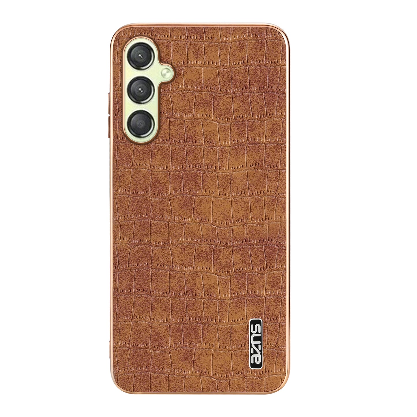 Samsung Galaxy A14 Luxury Case - Electroplated Frame, Crocodile Texture Leather, Full Coverage Protection, Anti-Fingerprint & Shockproof