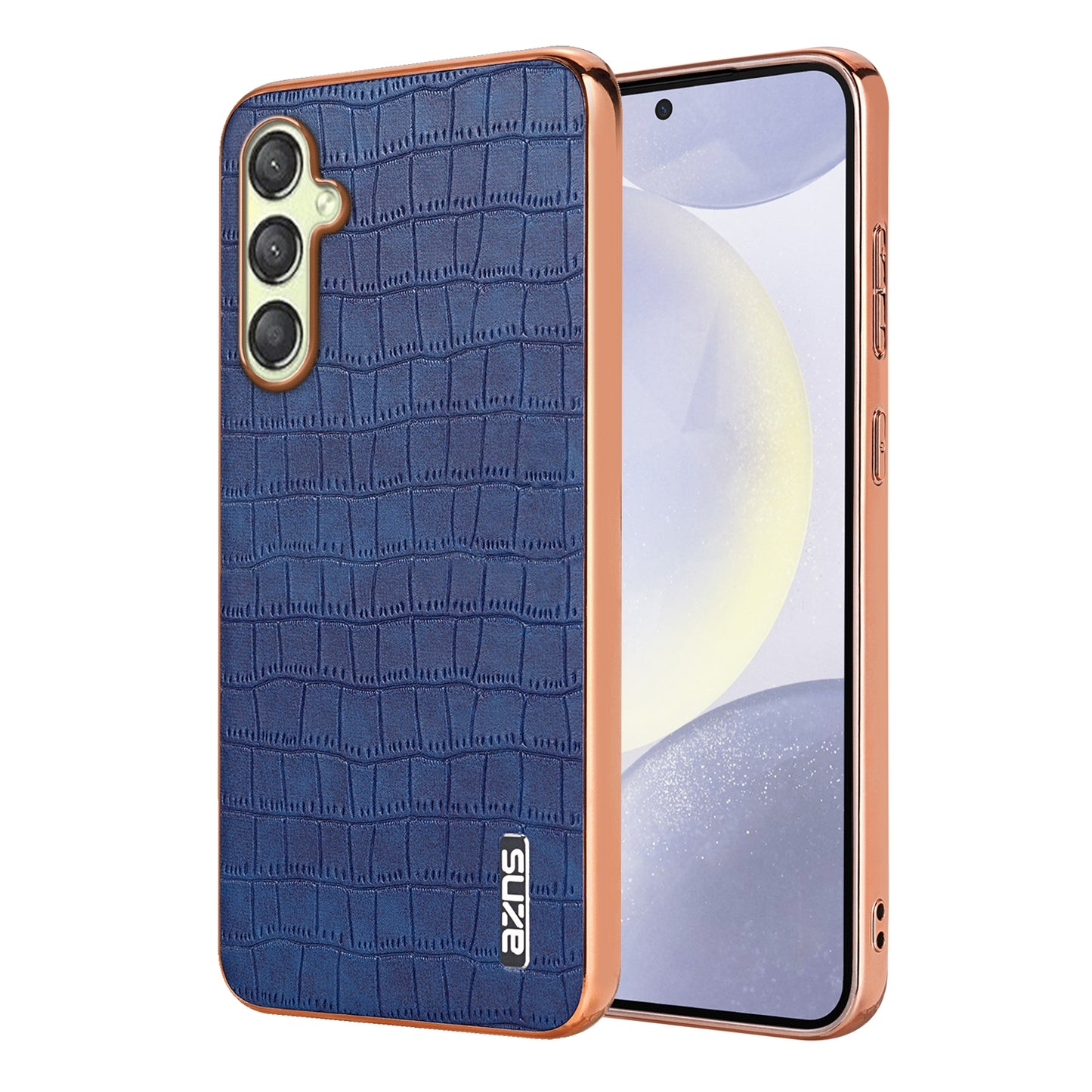 Samsung Galaxy A14 Luxury Case - Electroplated Frame, Crocodile Texture Leather, Full Coverage Protection, Anti-Fingerprint & Shockproof