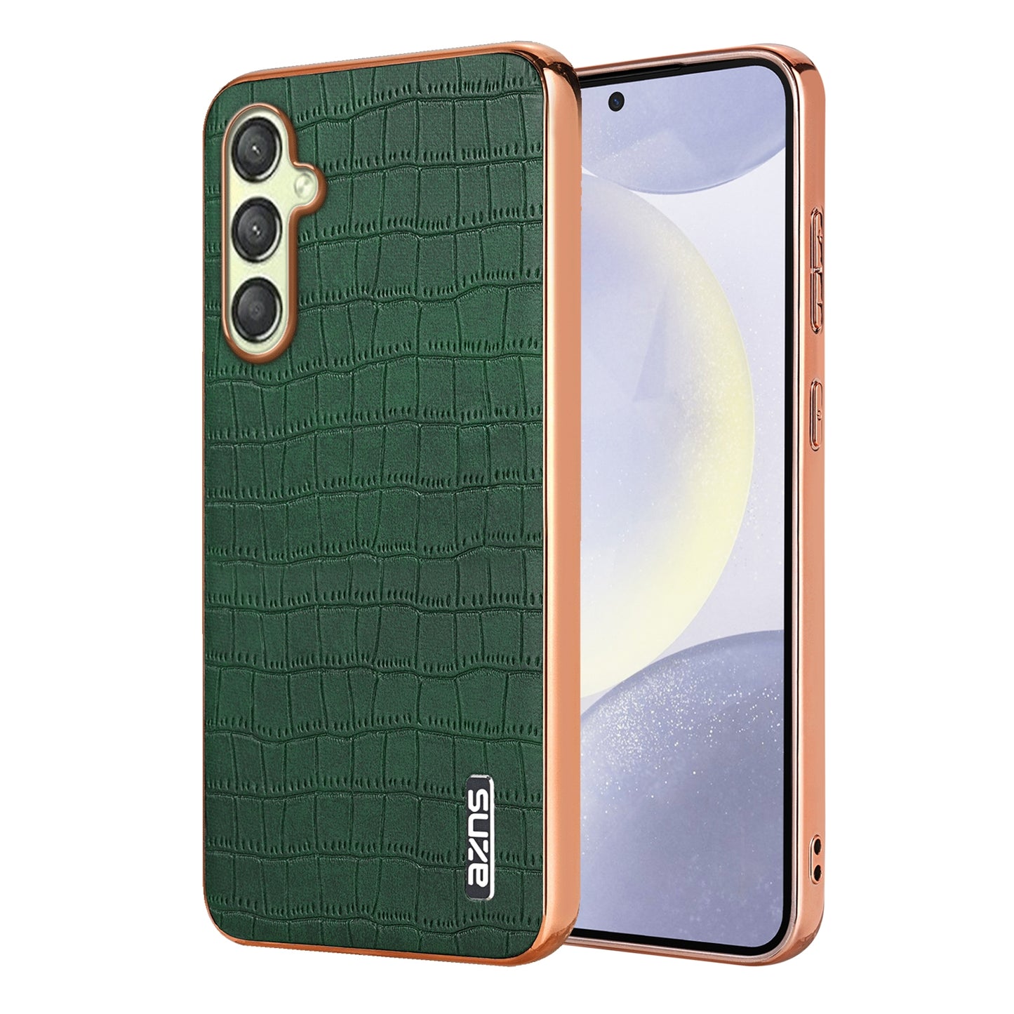 Samsung Galaxy A15 Luxury Case - Electroplated Frame, Crocodile Texture Leather, Full Coverage Protection, Anti-Fingerprint & Shockproof