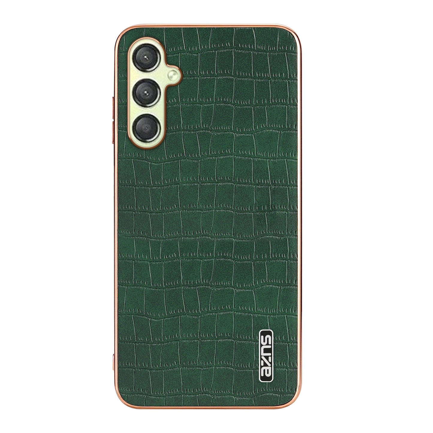 Samsung Galaxy A15 Luxury Case - Electroplated Frame, Crocodile Texture Leather, Full Coverage Protection, Anti-Fingerprint & Shockproof