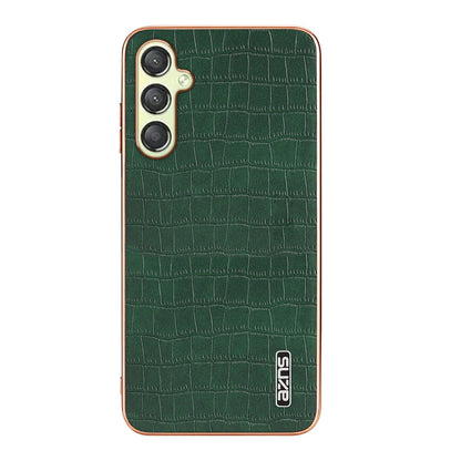 Samsung Galaxy A15 Luxury Case - Electroplated Frame, Crocodile Texture Leather, Full Coverage Protection, Anti-Fingerprint & Shockproof