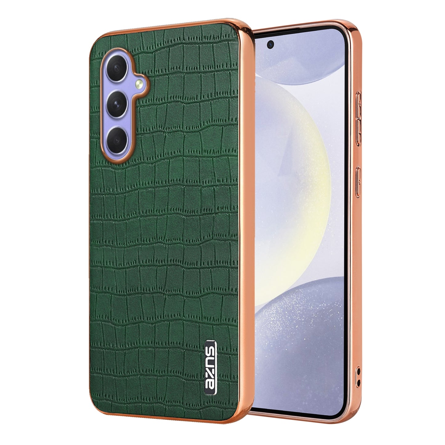 Samsung Galaxy A34 Luxury Case - Electroplated Frame, Crocodile Texture Leather, Full Coverage Protection, Anti-Fingerprint & Shockproof