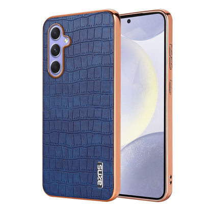 Samsung Galaxy A35 Luxury Case - Electroplated Frame, Crocodile Texture Leather, Full Coverage Protection, Anti-Fingerprint & Shockproof