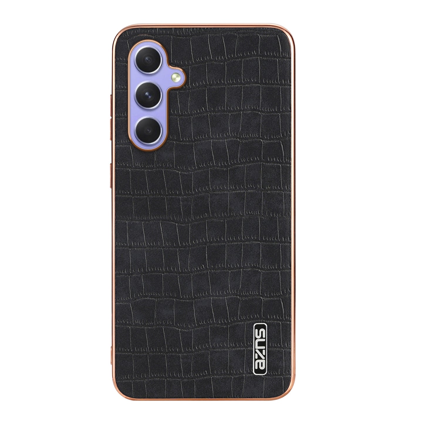 Samsung Galaxy A55 Luxury Case - Electroplated Frame, Crocodile Texture Leather, Full Coverage Protection, Anti-Fingerprint & Shockproof